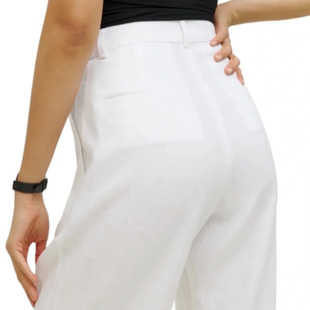 Reformation Pants Vesta White Linen Wide Leg Trousers Sz 0‎